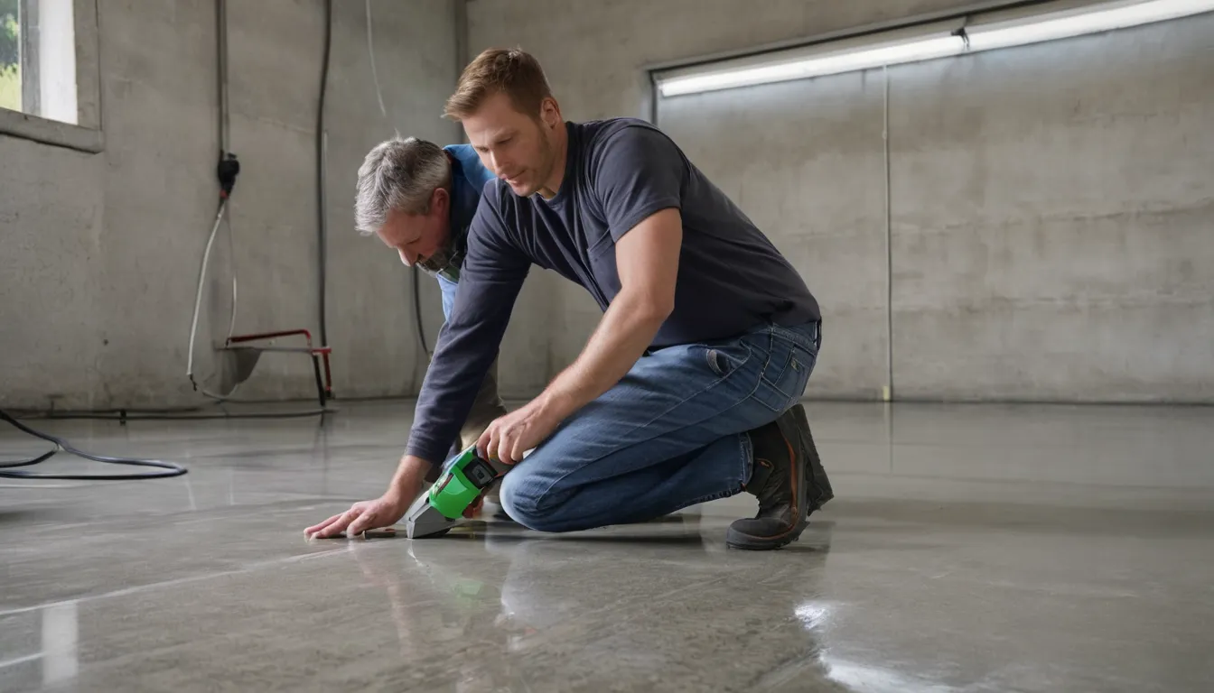 A provider checking a concrete slab in the San Jose area