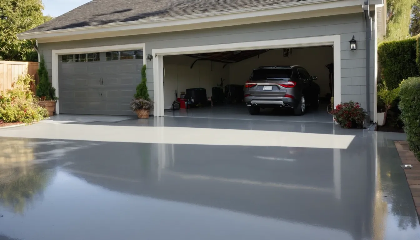 A clean epoxy-coated garage floor in a San Jose home